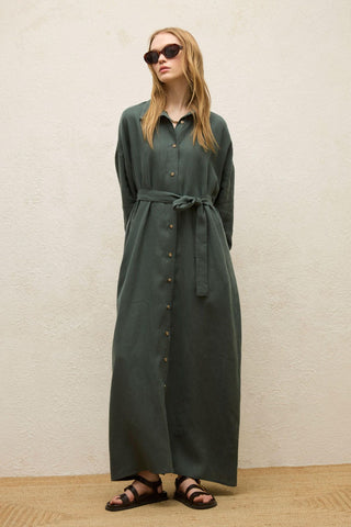 Linen Dress Green