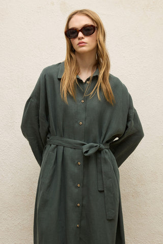 Linen Dress Green