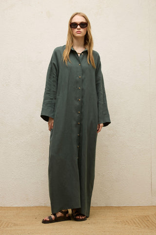 Linen Dress Green