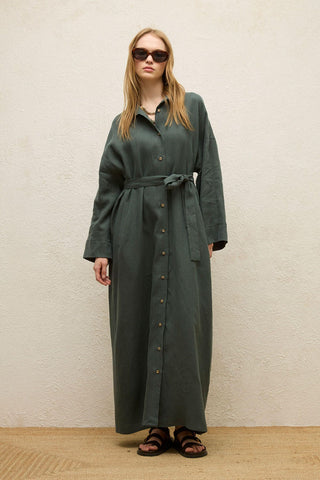 Linen Dress Green