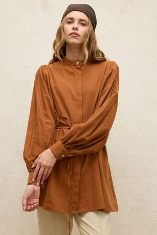 Belted Linen-Blend Tunic Tile