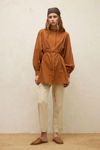 Belted Linen-Blend Tunic Tile