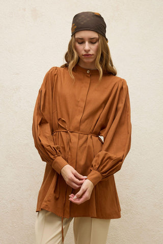 Belted Linen-Blend Tunic Tile