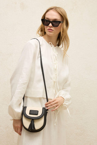 Keten Bağcıklı Bluz Ekru