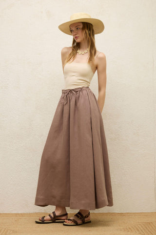 Loose Fit Linen Skirt Dusty Rose