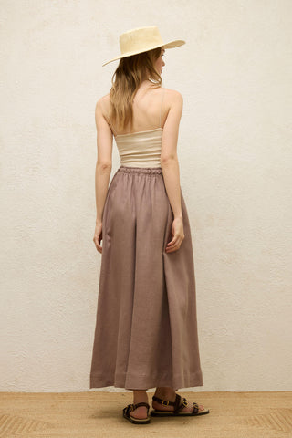 Loose Fit Linen Skirt Dusty Rose