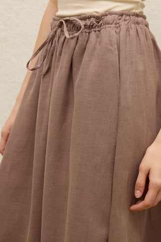 Loose Fit Linen Skirt Dusty Rose