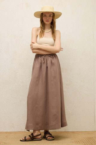 Loose Fit Linen Skirt Dusty Rose