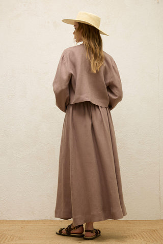 Linen Lace-Up Blouse Dusty Rose