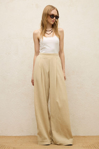 Cotton Palazzo Pants Beige