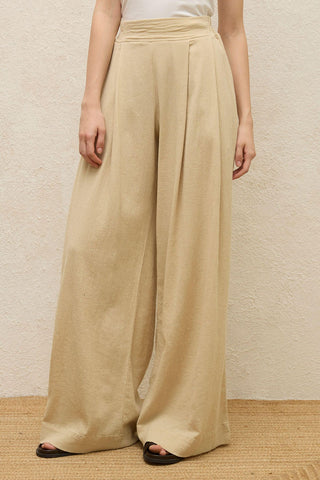 Cotton Palazzo Pants Beige