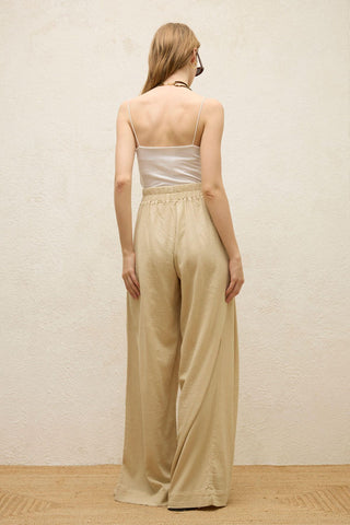 Cotton Palazzo Pants Beige