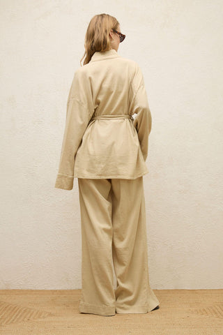 Cotton Belted Kimono Beige