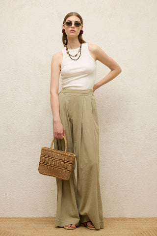 Cotton Palazzo Pants Sage