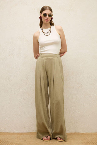 Cotton Palazzo Pants Sage