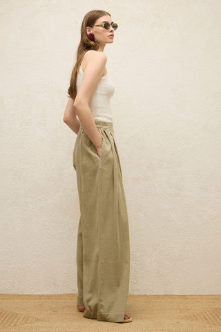 Cotton Palazzo Pants Sage