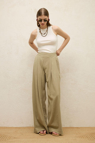 Cotton Palazzo Pants Sage