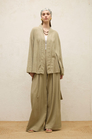 Cotton Belted Kimono Sage