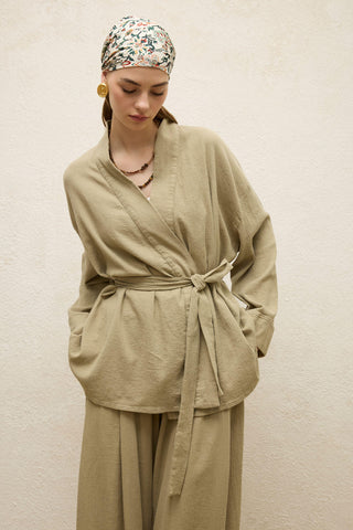 Cotton Belted Kimono Pistachio