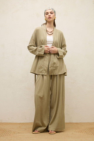 Cotton Belted Kimono Sage