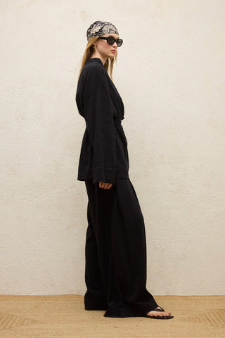 Cotton Belted Kimono Black