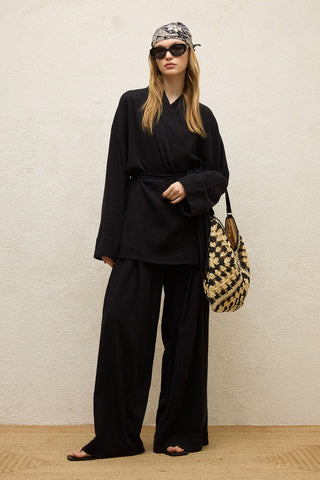 Cotton Palazzo Pants Black