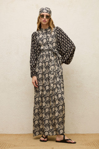 Viscose Balloon Sleeve Dress Carmine