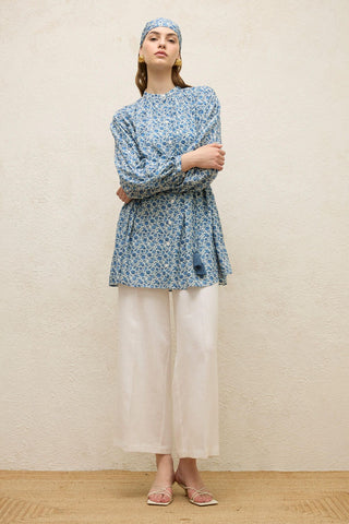 Viscose Patterned Tunic Rose Blue