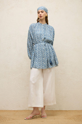 Viscose Patterned Tunic Rose Blue