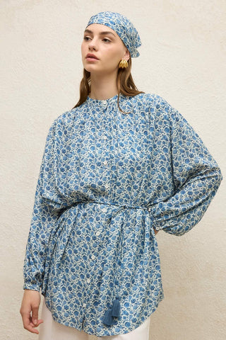 Viscose Patterned Tunic Rose Blue