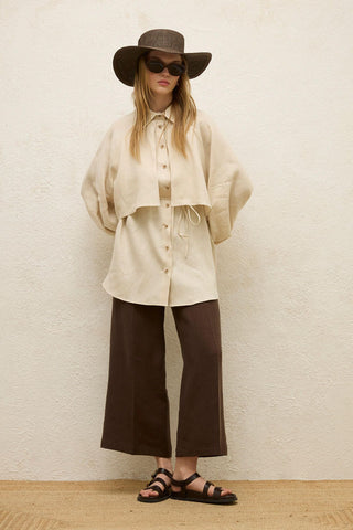 Linen Trench Shirt Beige