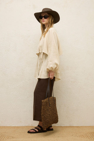 Linen Trench Shirt Beige