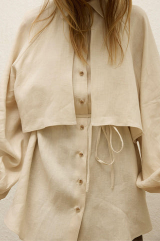 Linen Trench Shirt Beige