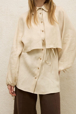 Linen Trench Shirt Beige