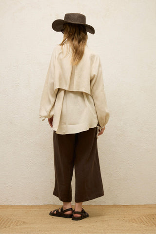 Linen Trench Shirt Beige