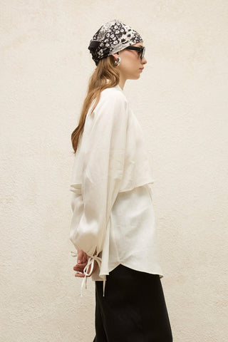 Linen Trench Shirt Ecru