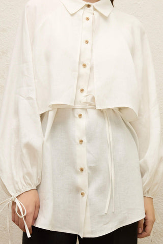 Linen Trench Shirt Ecru