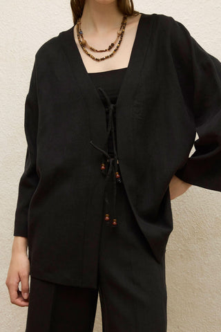 Linen Kimono Black