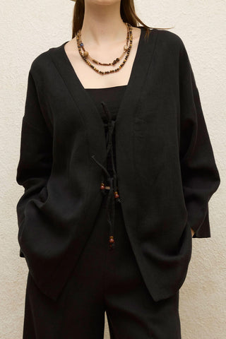 Linen Kimono Black