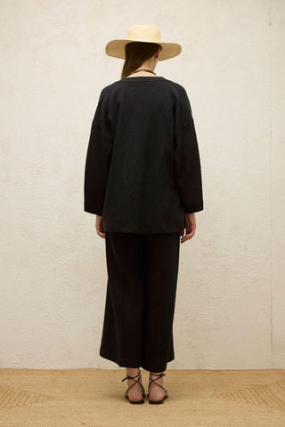 Linen Kimono Black