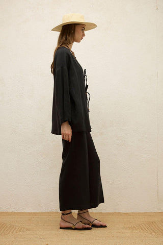 Linen Kimono Black