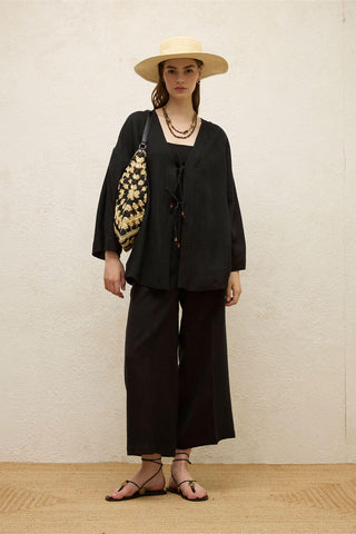 Linen Kimono Black