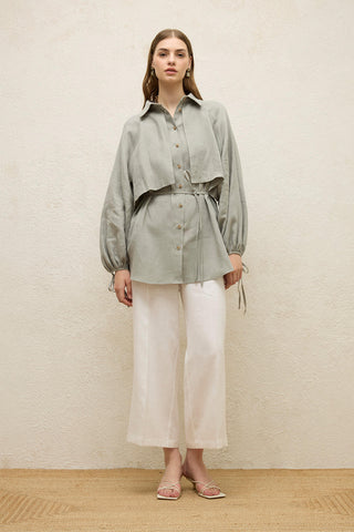 Linen Trench Shirt Mint
