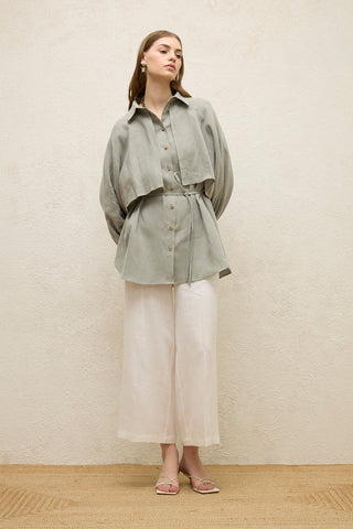 Linen Trench Shirt Mint
