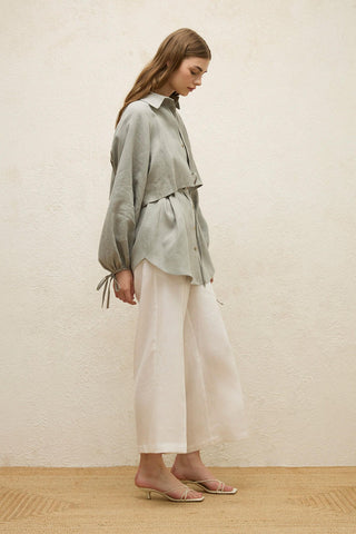 Linen Trench Shirt Green