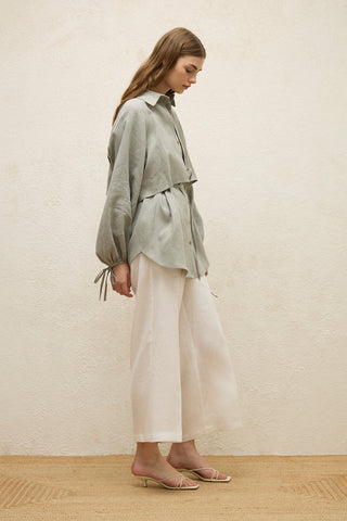 Linen Trench Shirt Mint