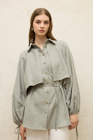 Linen Trench Shirt Green