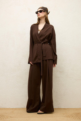 Cotton Palazzo Pants Brown