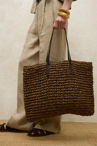 Strap Straw Handbag Coffee