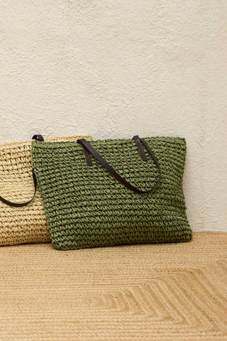 Strap Straw Handbag Green